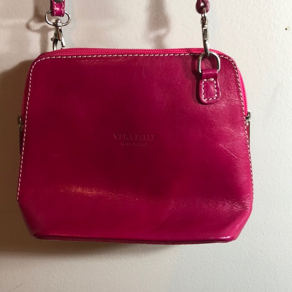 Vera Pelle Dark Pink Crossbody Mini Purse - Picture 2 of 5